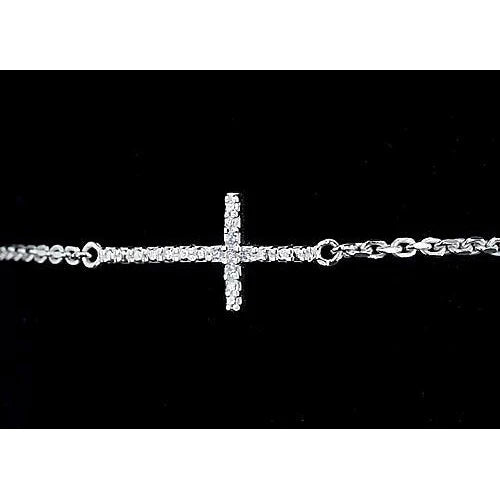 2 Carats Natural Diamond Bracelet Cross Prong Set Women White Gold Jewelry