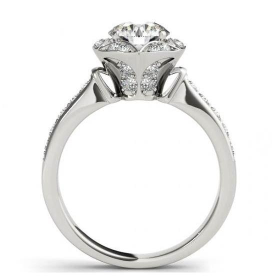 2 Carats Natural Diamond Halo Engagement Anniversary Ring White 