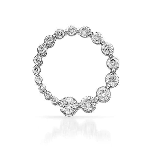 2 Carats Natural Diamonds Circle Pendant White Gold 14K