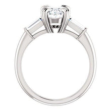 2 Carats Oval Center Real Diamond 3 Stone Engagement Ring 14K White Gold3