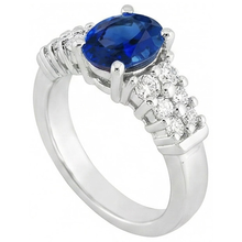2 Carats Oval Cut Ceylon Blue Sapphire Ring White Gold Jewellery New