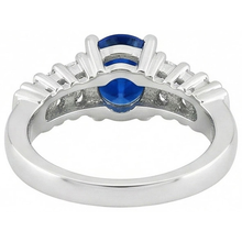 2 Carats Oval Cut Ceylon Blue Sapphire Ring White Gold Jewellery New