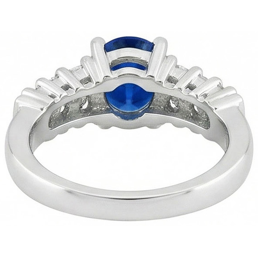 2 Carats Oval Cut Ceylon Blue Sapphire Ring White Gold Jewellery New