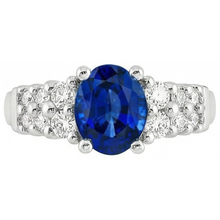 2 Carats Oval Cut Ceylon Blue Sapphire Ring White Gold Jewellery New