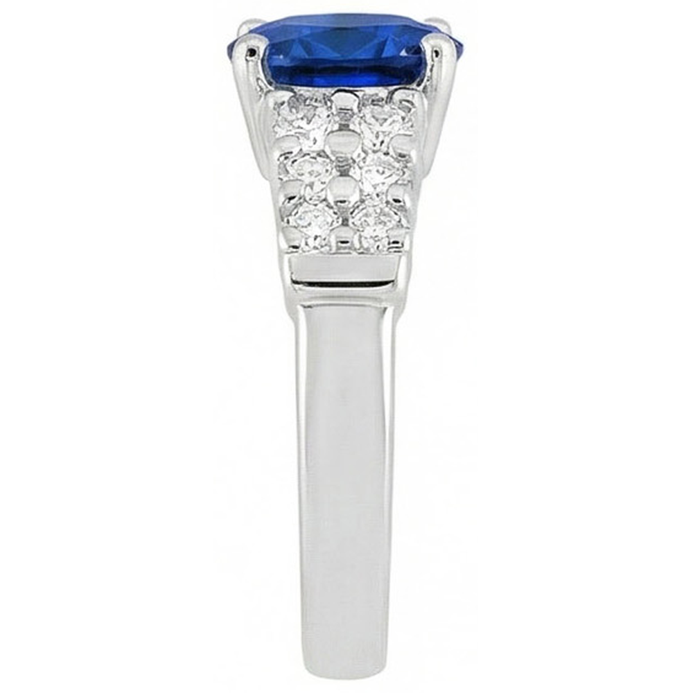 2 Carats Oval Cut Ceylon Blue Sapphire Ring White Gold Jewellery New