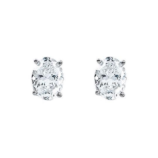 2 Carats Oval Cut Natural Diamond Stud Women Earring White Gold 14K New