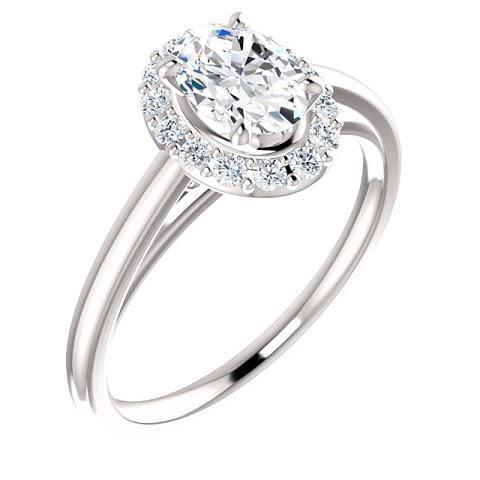 2 Carats Oval Cut Diamond Engagement Ring 14K White Gold