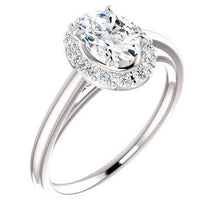 2 Carats Oval Cut Diamond Engagement Ring 14K White Gold