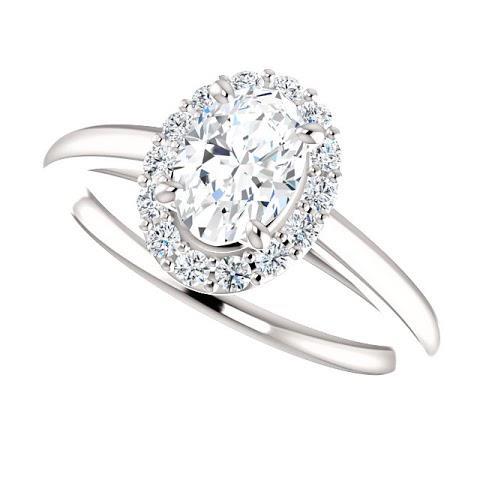 2 Carats Oval Cut Diamond Engagement Ring 14K White Gold