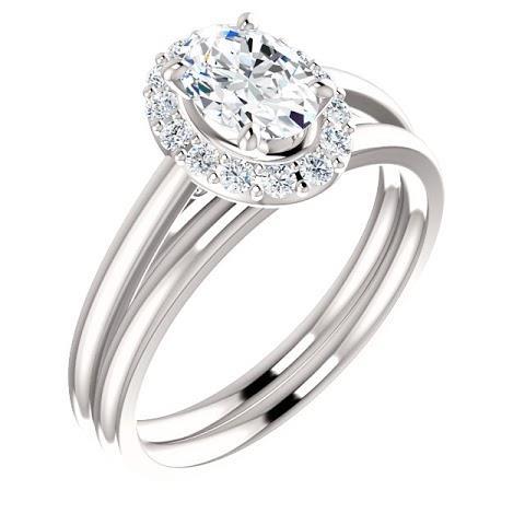 2 Carats Oval Cut Diamond Engagement Ring 14K White Gold
