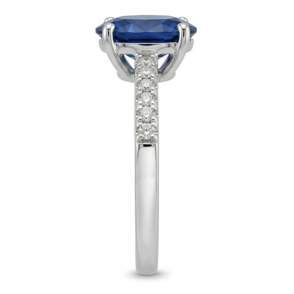 2 Carats Oval Sri Lanka Blue Sapphire Natural Earth Mined DIAMOND ( NOT LAB GROWN ) Ring White Gold 14K
