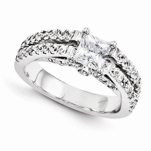 2 Carats Princess Cut Real Diamond Engagement Ring White Gold 14K Jewelry