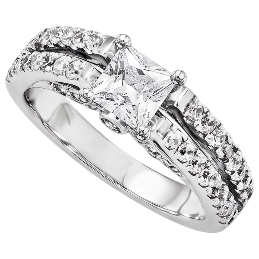 2 Carats Princess Cut Real Natural Earth Mined DIAMOND ( NOT LAB GROWN ) Engagement Ring White Gold 14K Jewellery