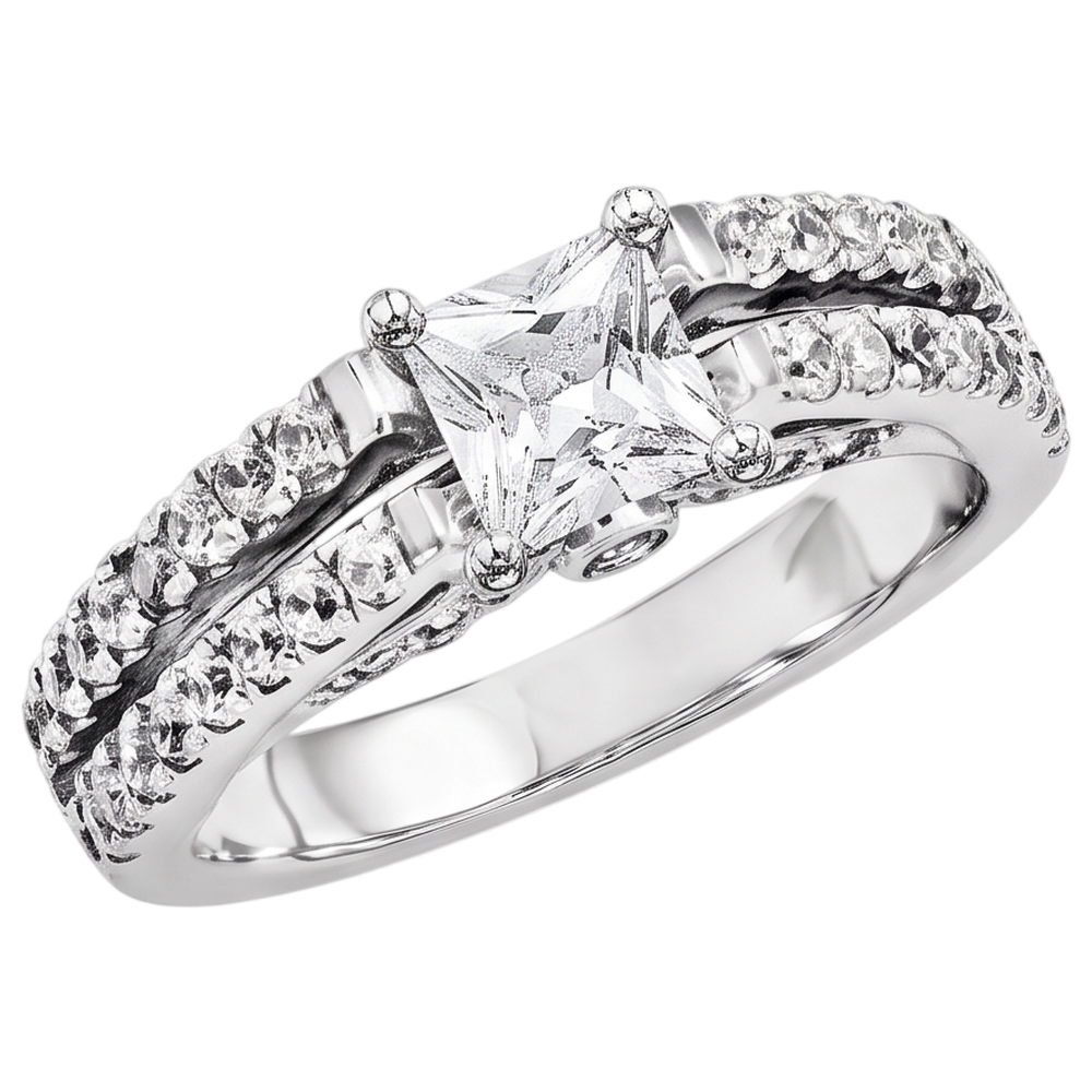 2 Carats Princess Cut Real Natural Earth Mined DIAMOND ( NOT LAB GROWN ) Engagement Ring White Gold 14K Jewellery