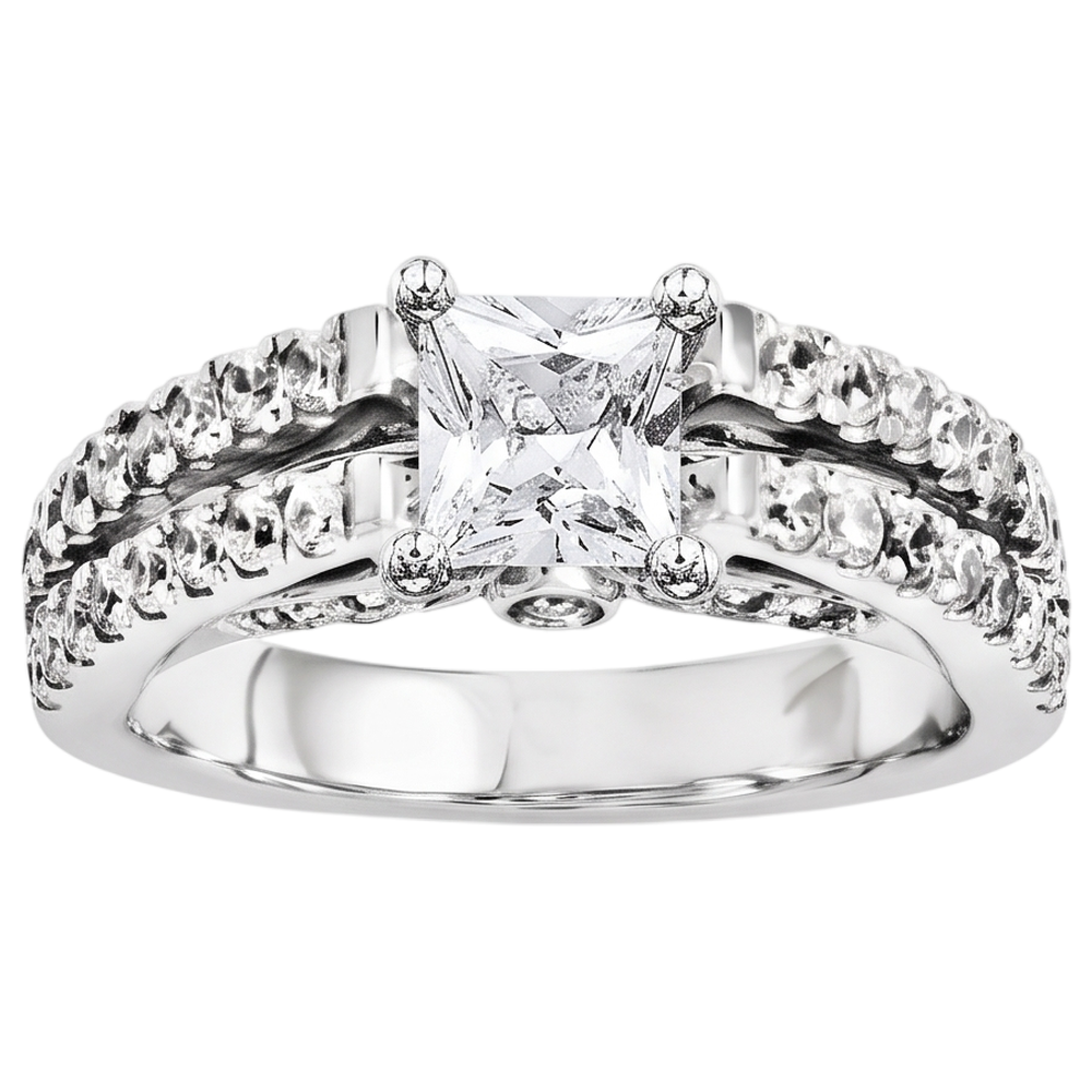 2 Carats Princess Cut Real Natural Earth Mined DIAMOND ( NOT LAB GROWN ) Engagement Ring White Gold 14K Jewellery