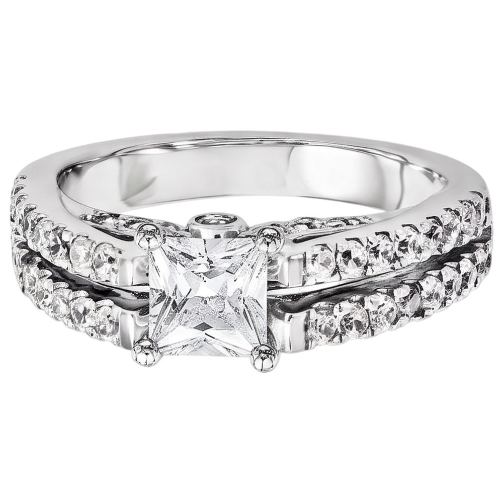 2 Carats Princess Cut Real Natural Earth Mined DIAMOND ( NOT LAB GROWN ) Engagement Ring White Gold 14K Jewellery