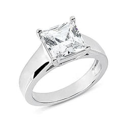 2 Carats Princess Real Diamond Solitaire Engagement Ring New