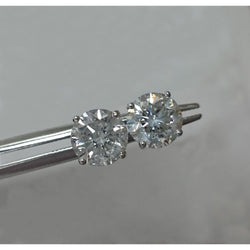2 Carats Prong Diamond Round Natural Stud Solitaire Earrings 14K White Gold
