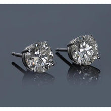 2 Carats Prong Round Diamond Stud Earrings