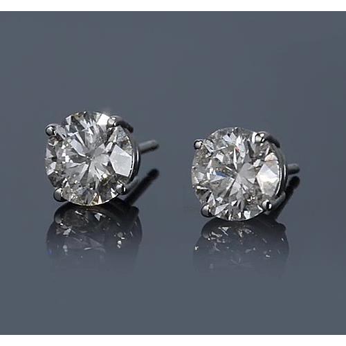 2 Carats Prong Round Diamond Stud Earrings