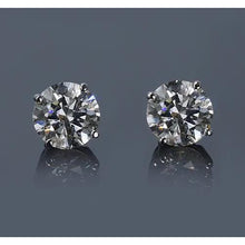 2 Carats Prong Round Natural Earth Mined Diamond Stud Earrings