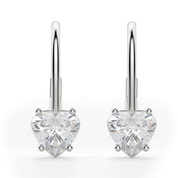 2 Carats Prong Set Heart Cut Genuine Diamond Women Earring Gold Jewelry