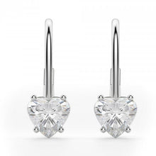2 Carats Prong Set Heart Cut Genuine Diamond Women Earring Gold Jewelry