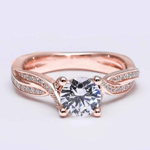 2 Carats Real Diamond Engagement Solitaire Ring With Accents