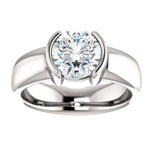 2 Carats Real Diamond Half Bezel Solitaire Ring White Gold
