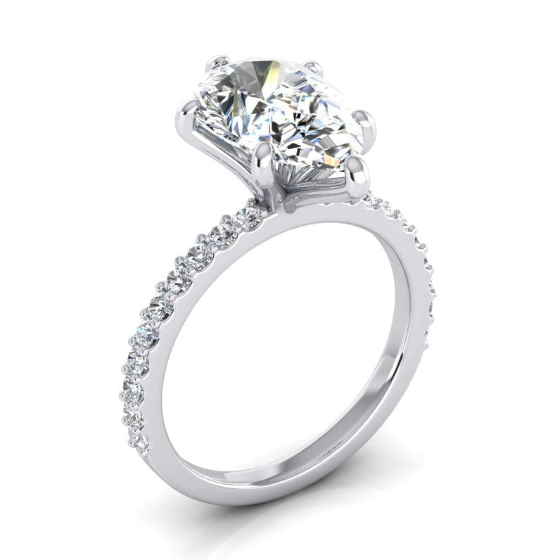 2 Carats Real Diamond Ring Women White Gold 14K Solitaire With Accent