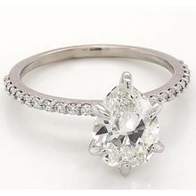 2 Carats Diamond Ring Women White Gold 14K Solitaire With Accent