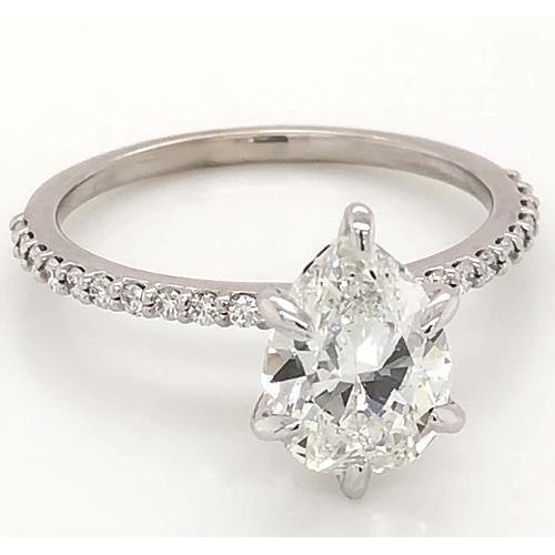 2 Carats Diamond Ring Women White Gold 14K Solitaire With Accent