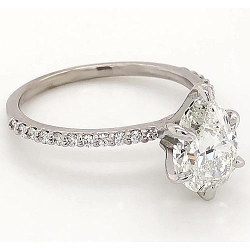 2 Carats Diamond Ring Women White Gold 14K Solitaire With Accent