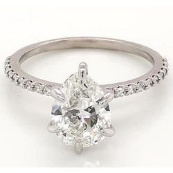 2 Carats Real Diamond Ring Women White Gold 14K Solitaire With Accent