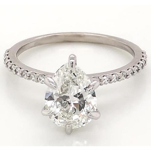 2 Carats Diamond Ring Women White Gold 14K Solitaire With Accent