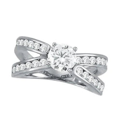 2 Carats Real Diamond White Gold Solitaire With Accents Engagement Ring