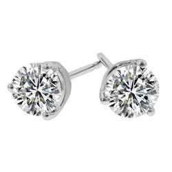 2 Carats Real Round Cut Diamond Stud Women Earring Gold Jewelry Sparkling