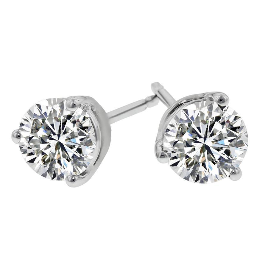 2 Carats Round Cut Diamond Stud Women Earring Gold Jewelry Sparkling