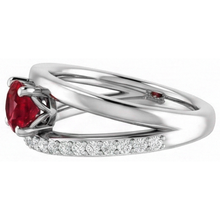 2 Carats Red Ruby With Natural Earth Mined Diamonds Ring White Gold 14K