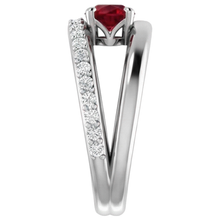 2 Carats Red Ruby With Natural Earth Mined Diamonds Ring White Gold 14K