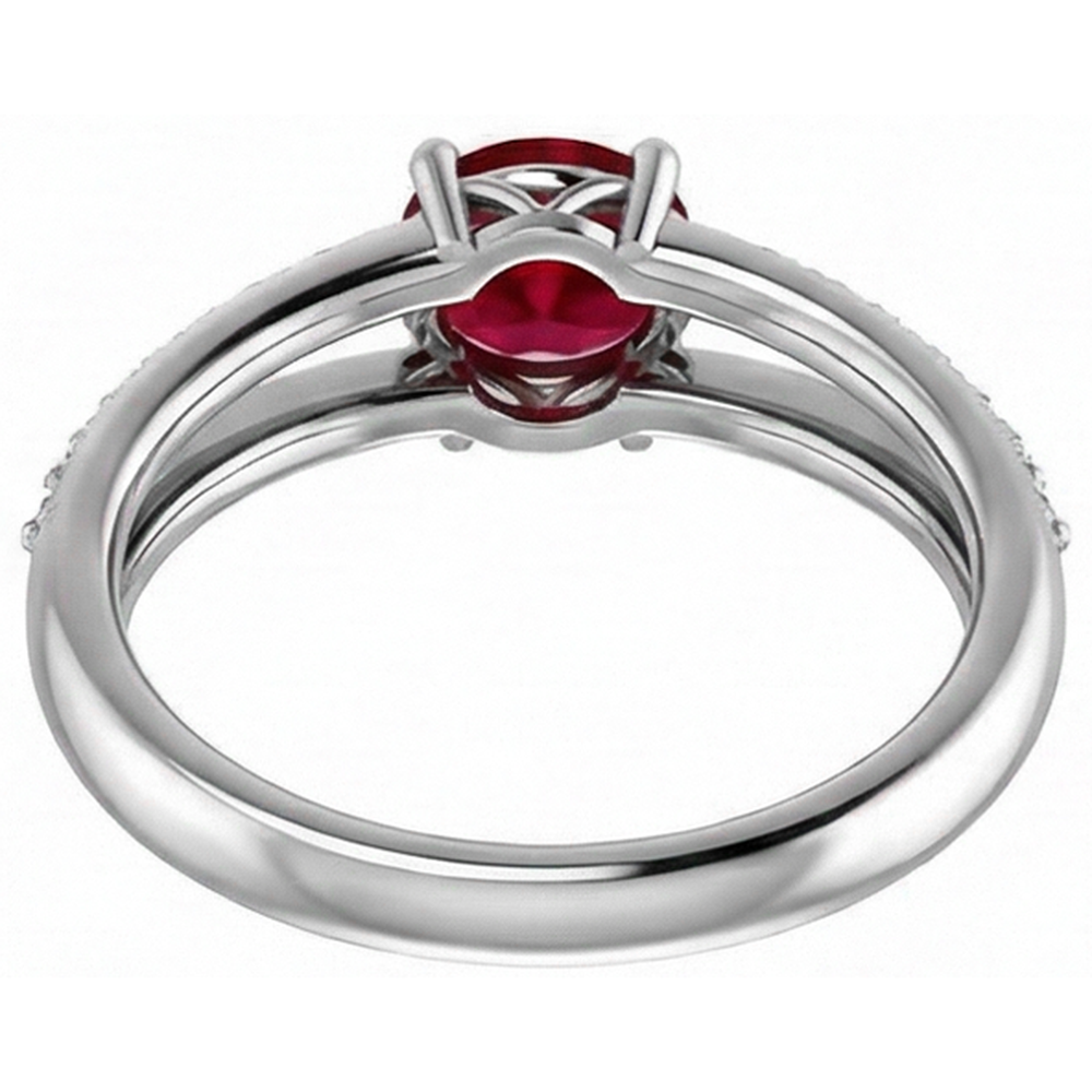 2 Carats Red Ruby With Natural Earth Mined Diamonds Ring White Gold 14K