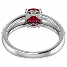 2 Carats Red Ruby With Natural Earth Mined Diamonds Ring White Gold 14K