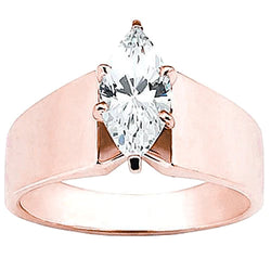 2 Carats Rose Gold Marquise Natural Diamond Engagement Ring
