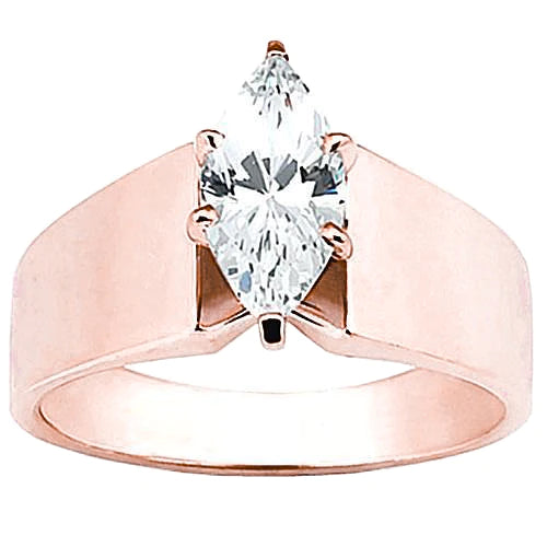 2 Carats Rose Gold Marquise Natural Diamond Engagement Ring