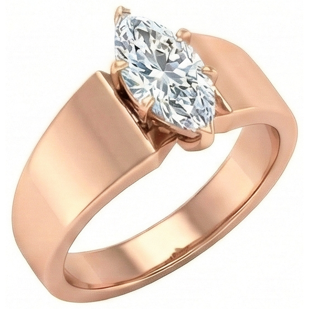2 Carats Rose Gold Marquise Natural Earth Mined Diamond Engagement Ring