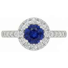 2 Carats Round Blue Ceylon Sapphire Natural Earth Mined Diamond Ring White Gold 14K