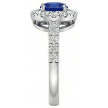 2 Carats Round Blue Ceylon Sapphire Natural Earth Mined Diamond Ring White Gold 14K