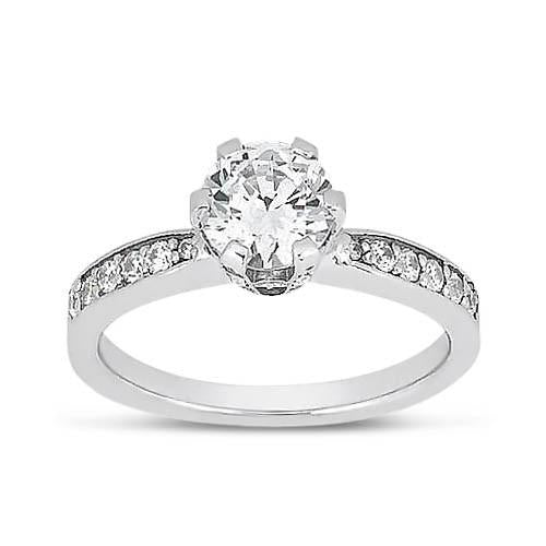 2 Carats Round Brilliant Genuine Diamond Ring With Accents White Gold 14K