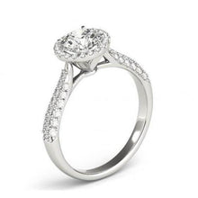  Round Brilliant Real Diamonds Halo Engagement Ring White Gold 14K