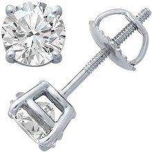 2 Carats Round Cut Natural Diamond Stud Earrings Lady 4 Prong Setting Jewelry